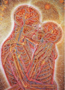 Kissing - painting by Alex Grey